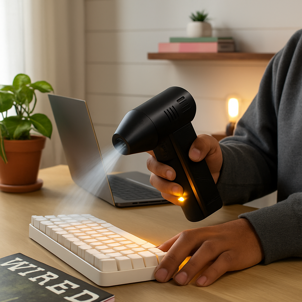 Compressed Air Duster with LED Light for Home Use
