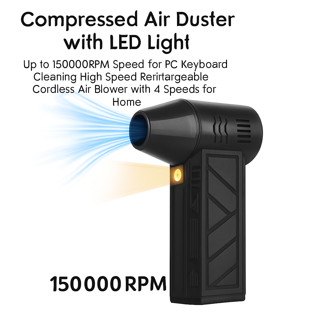 Compressed Air Duster with LED Light for Home Use