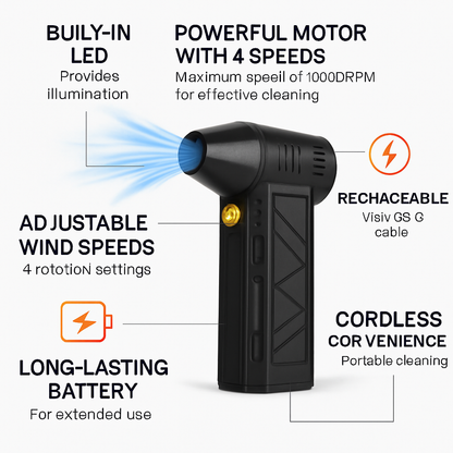 Compressed Air Duster with LED Light for Home Use