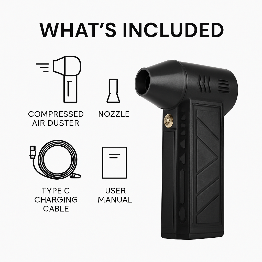 Compressed Air Duster with LED Light for Home Use